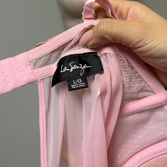 La SENZA Pink Babydoll Chemise with Black Lace Trim - Picture 5 of 5